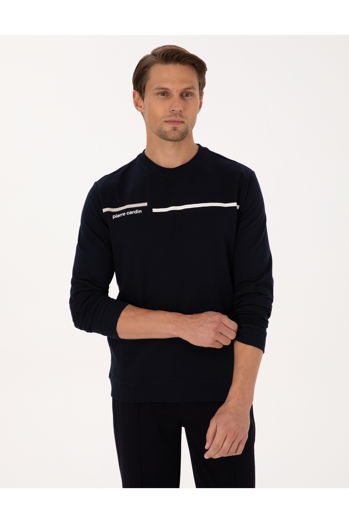 Pierre Cardin Lacivert Regular Fit Bisiklet Yaka Sweatshirt 50317675-VR033 görsel 3