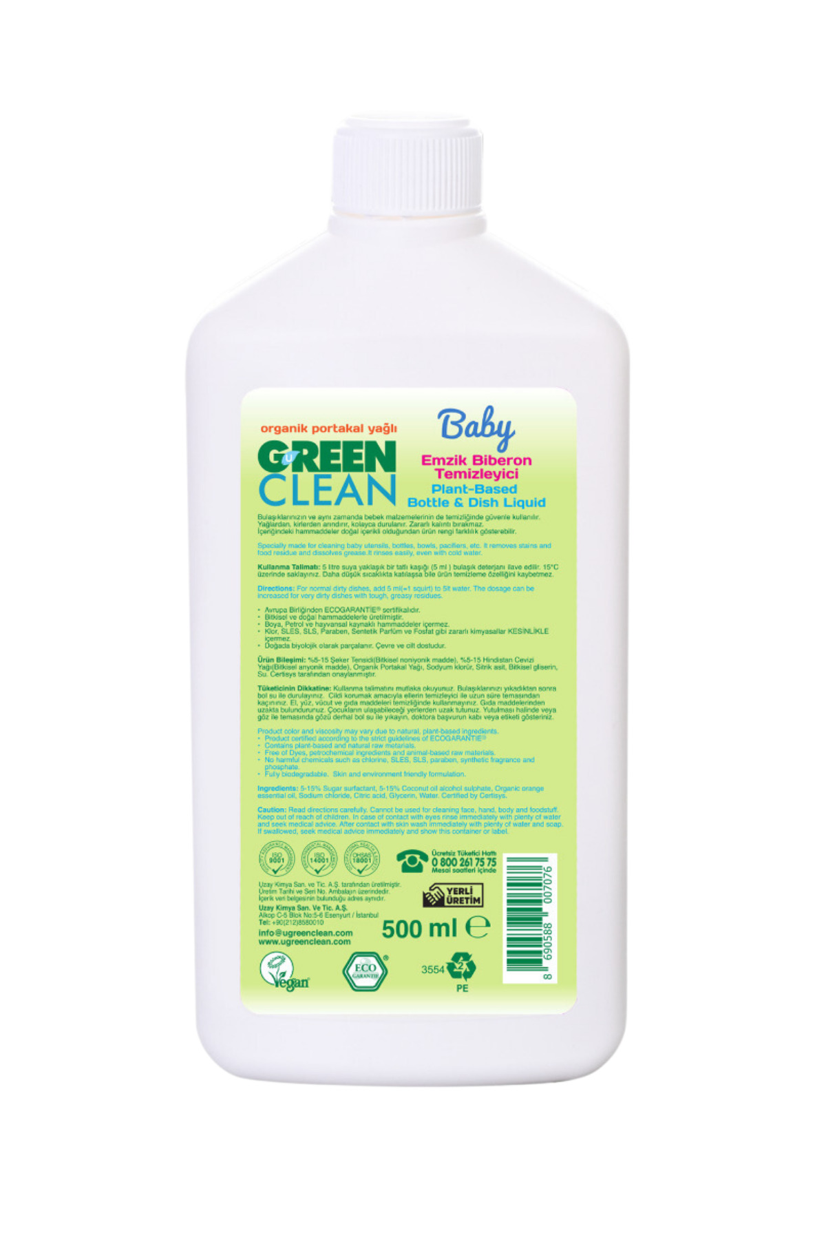 Green Clean Organik Portakal Yağlı Baby Biberon Emzik Temizleyici 500 ml - 3'lü set fotoğrafı 3 (önizleme)