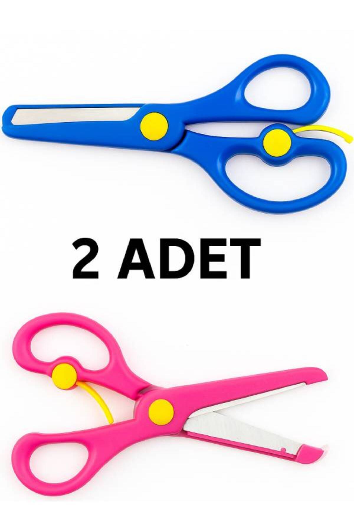 nistabolje 2 Adet Yaylı Plastik Korumalı Çocuk Makası Küt Uçlu Anaokulu ve İlkokul Güvenli Öğrenci Makası