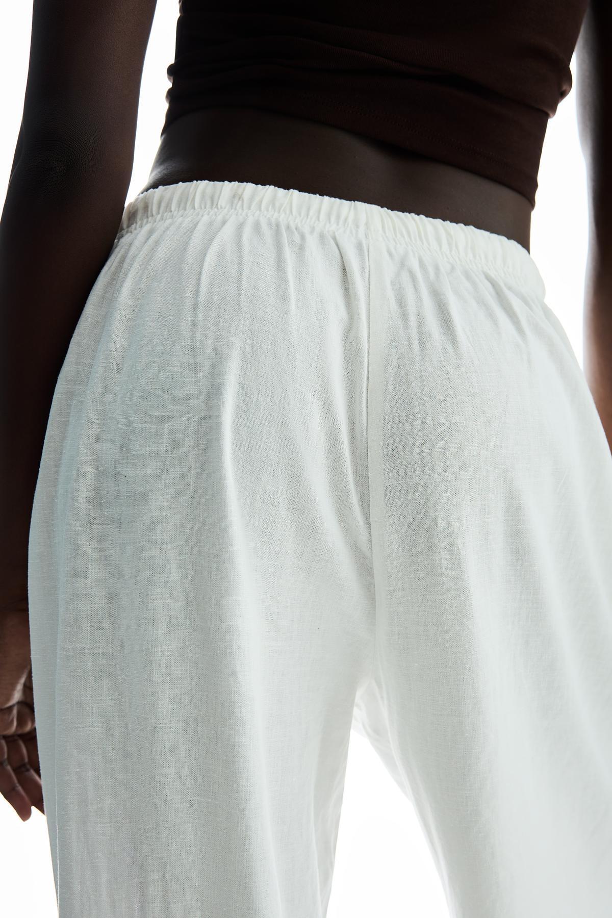 Bershka  Beli lastikli keten pantolon - Görsel 3