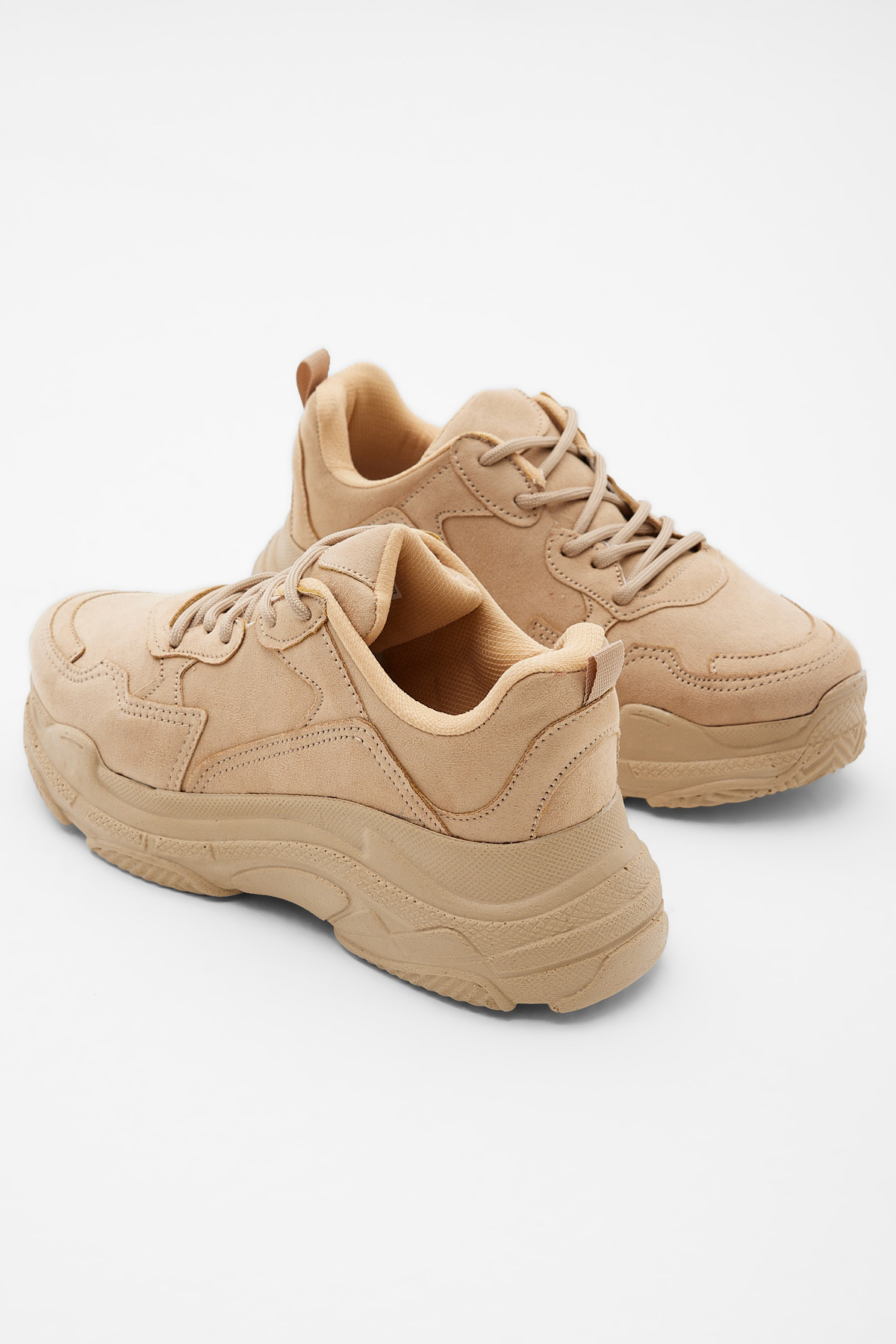 Tonny Black  Kadın Bej Yüksek Taban Bağcıklı Spor Ayakkabı - Görsel 5