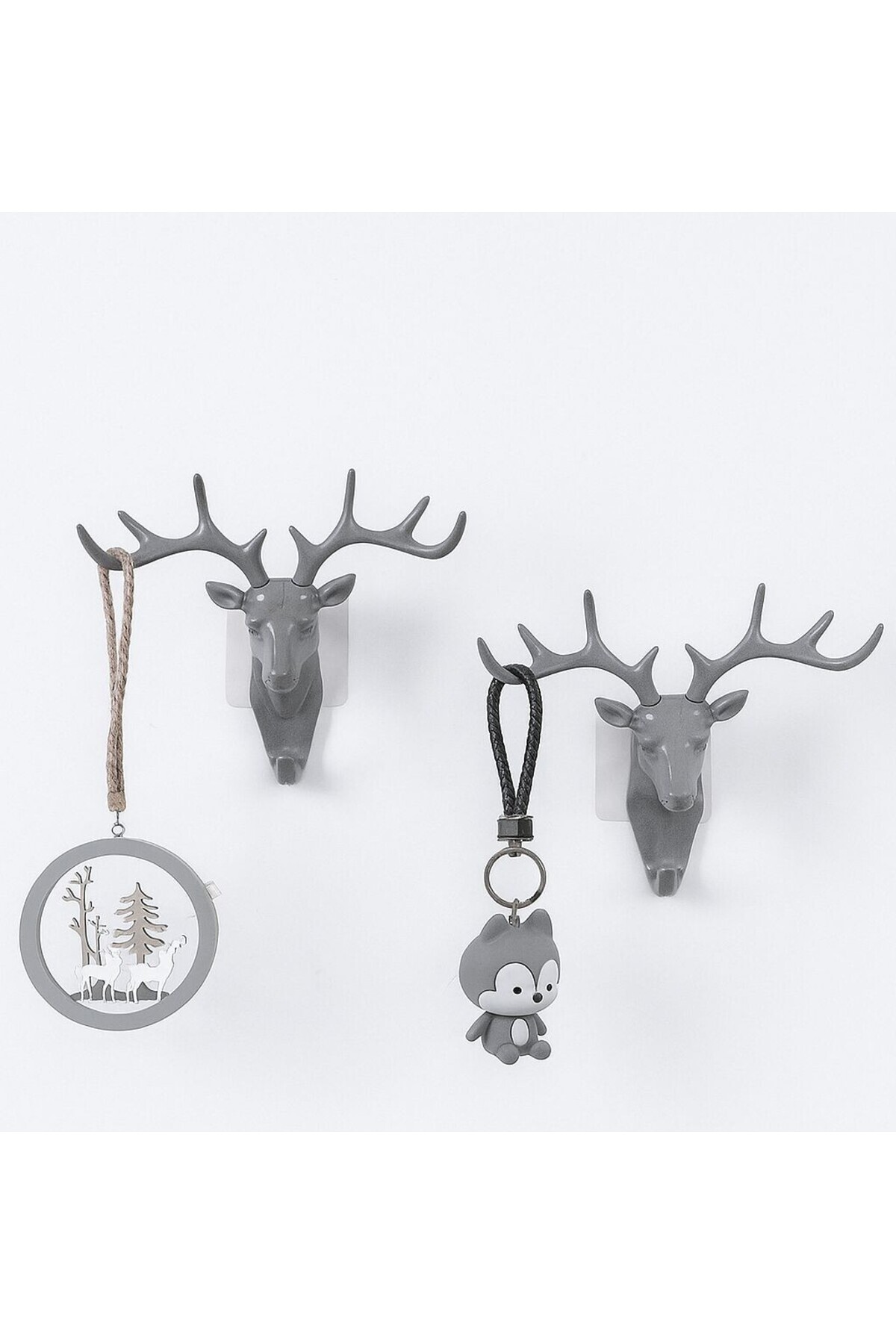 ARVALE Geyik Figürlü 9 Kancalı Duvar Askısı | Dekoratif Anahtarlık Düzenleyici, Delmeden Montaj!