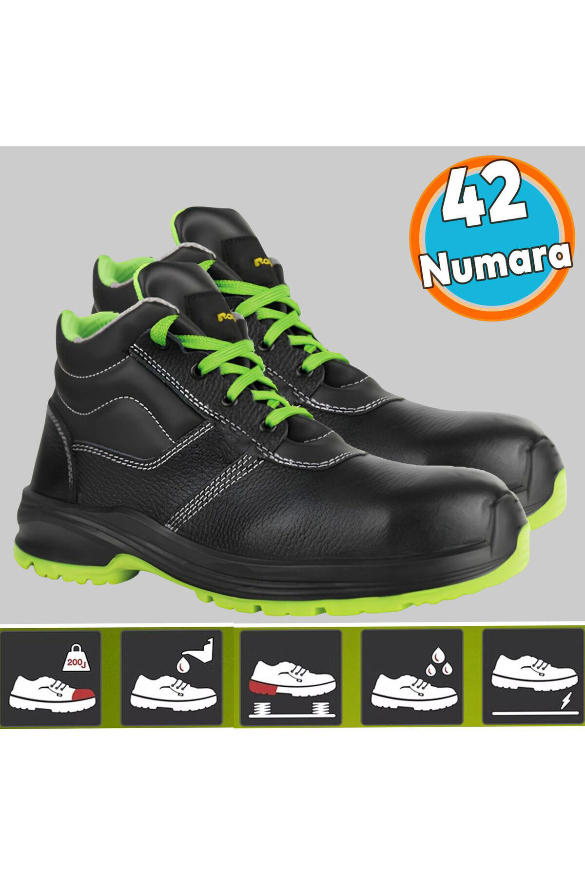  کفش کار، پنجه فولادی، زیره فلزی، ایمنی کار، راحتی، بنددار، سایز ۴۲