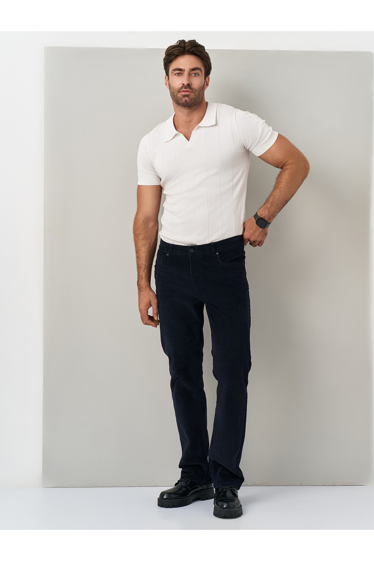muzzo jeans Regular Fit Lacivert Kadife Pantolon