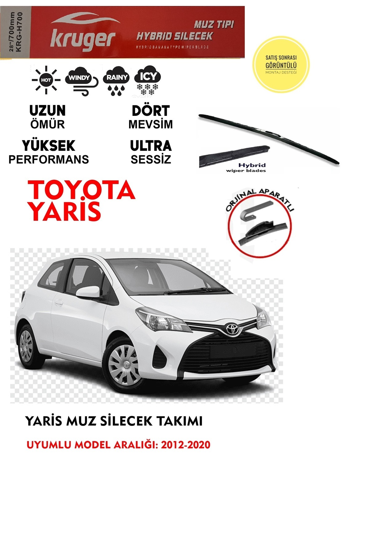 KRUGER Toyota Yaris Hybrid Ön Silecek . 1.0 1,33 1,4 1,5 Motor (2012-2020)