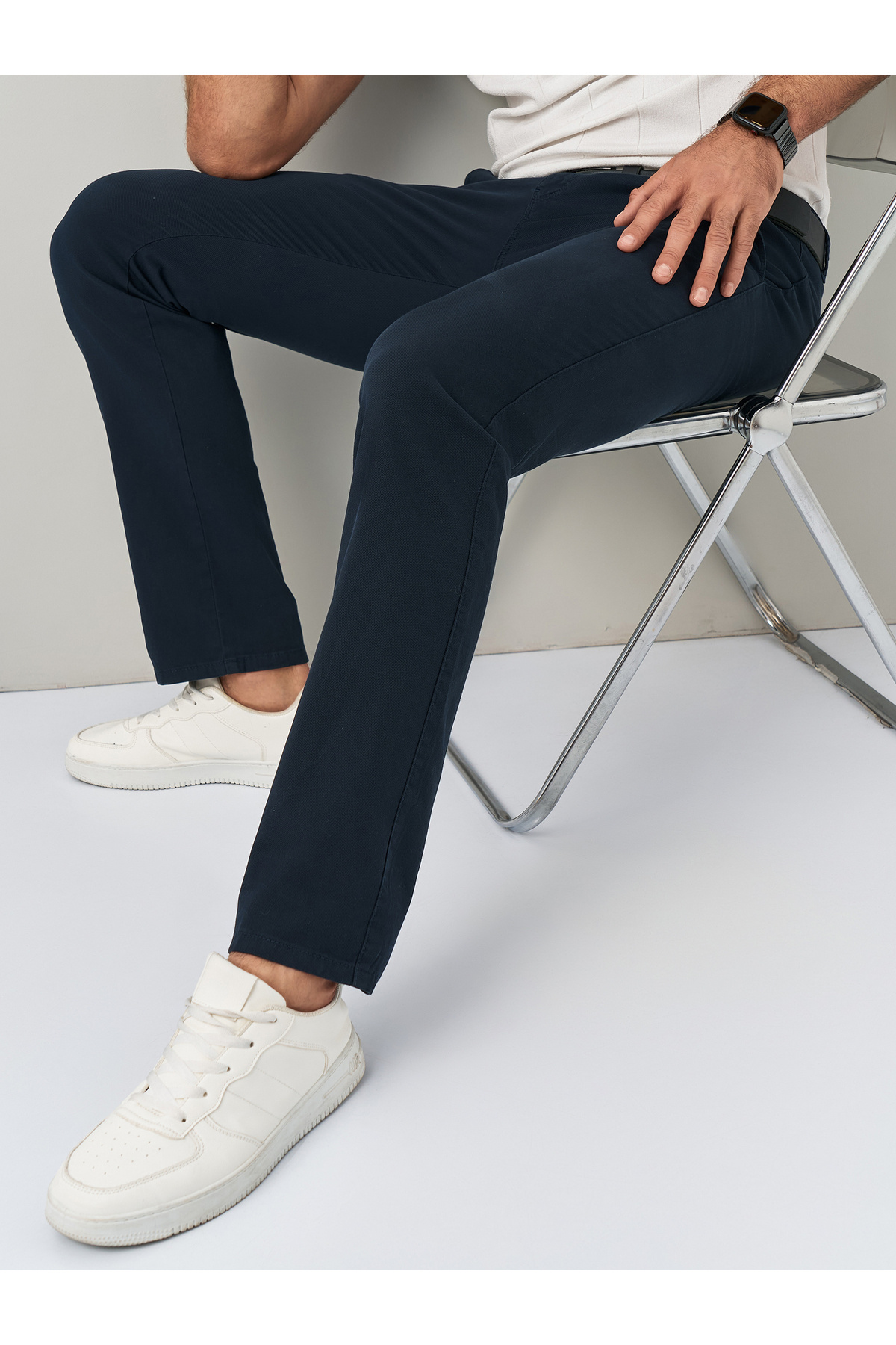 Regular Fit Pamuklu Koyu Lacivert Chino Pantolon — سرمه‌ای 27030 — تصویر 7 از 8