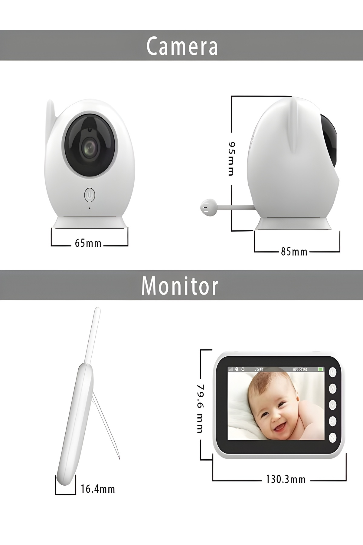 DEANB Full hd Bebek Kamerası 2.4 ghz Wireless, 360° Dönen Ptz Gece Görüş, Monitörlü Interkom Özellikli fotoğrafı 6 (önizleme)