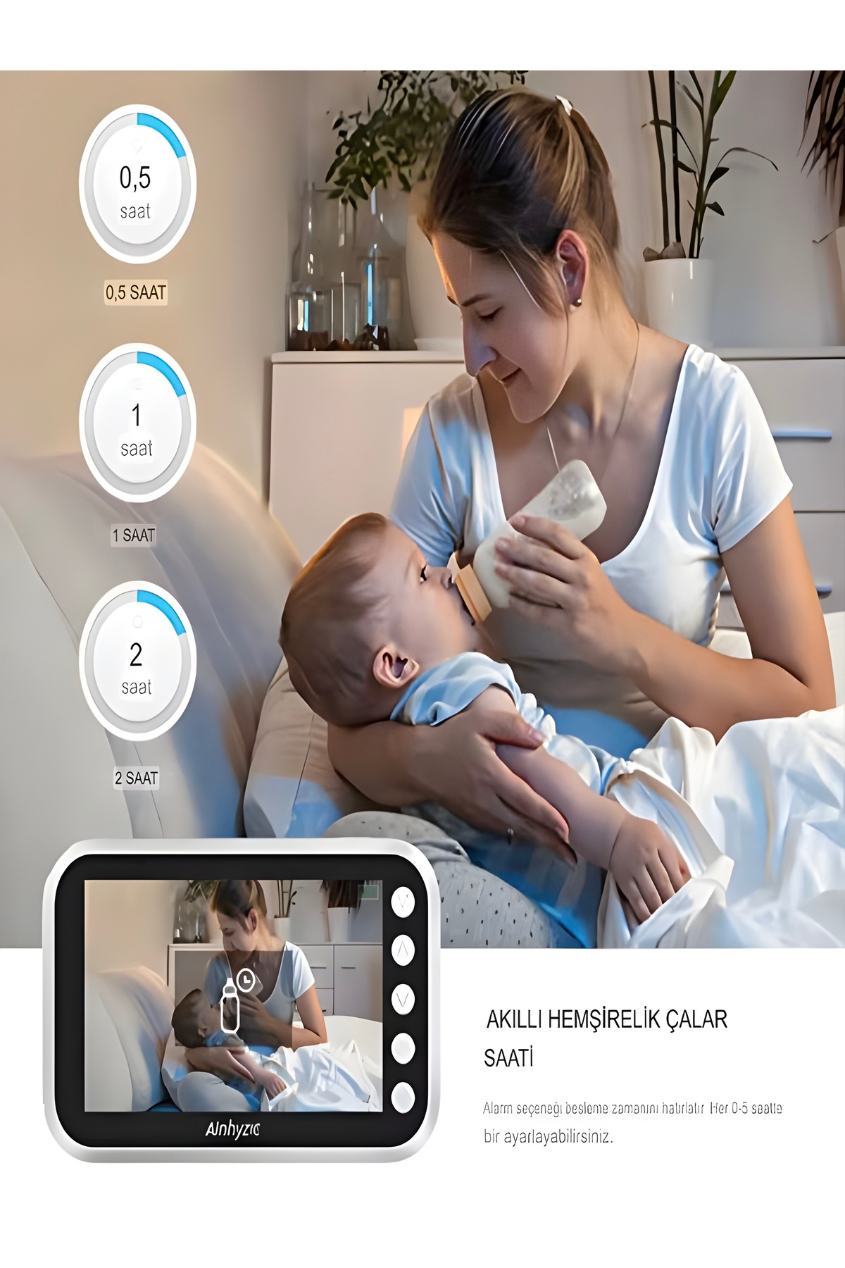 DEANB Full hd Bebek Kamerası 2.4 ghz Wireless, 360° Dönen Ptz Gece Görüş, Monitörlü Interkom Özellikli fotoğrafı 2 (önizleme)