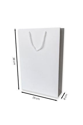 ABB Matbaa 50 Adet Beyaz Karton İpli Çanta (25x38x8)