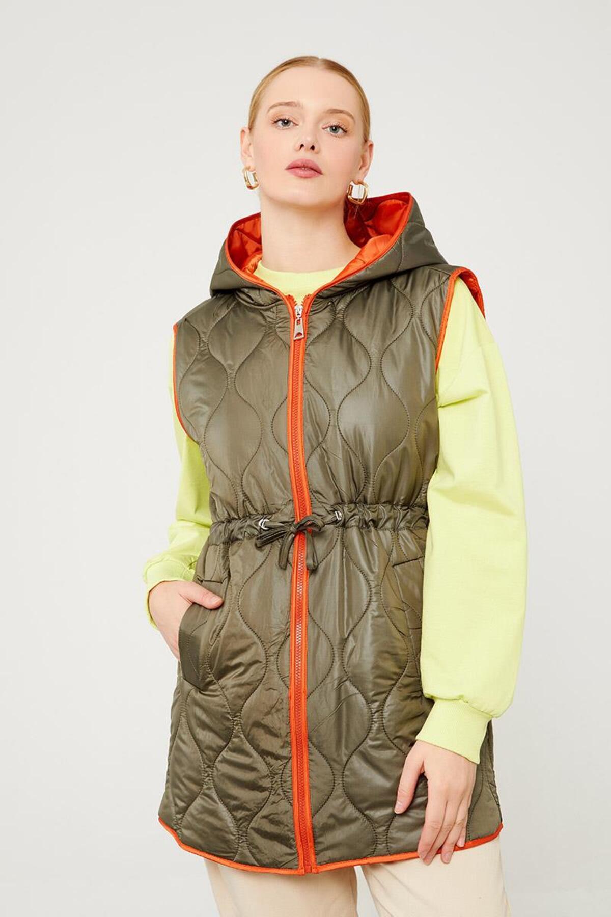 Levidor Haki Kapüşonlu Şişme Yelek