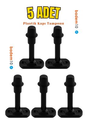 Badem10 5 Adet Mobilya Kapı Arkası Kolu Stoperi Tamponu Plastik Siyah 8cm Sto...