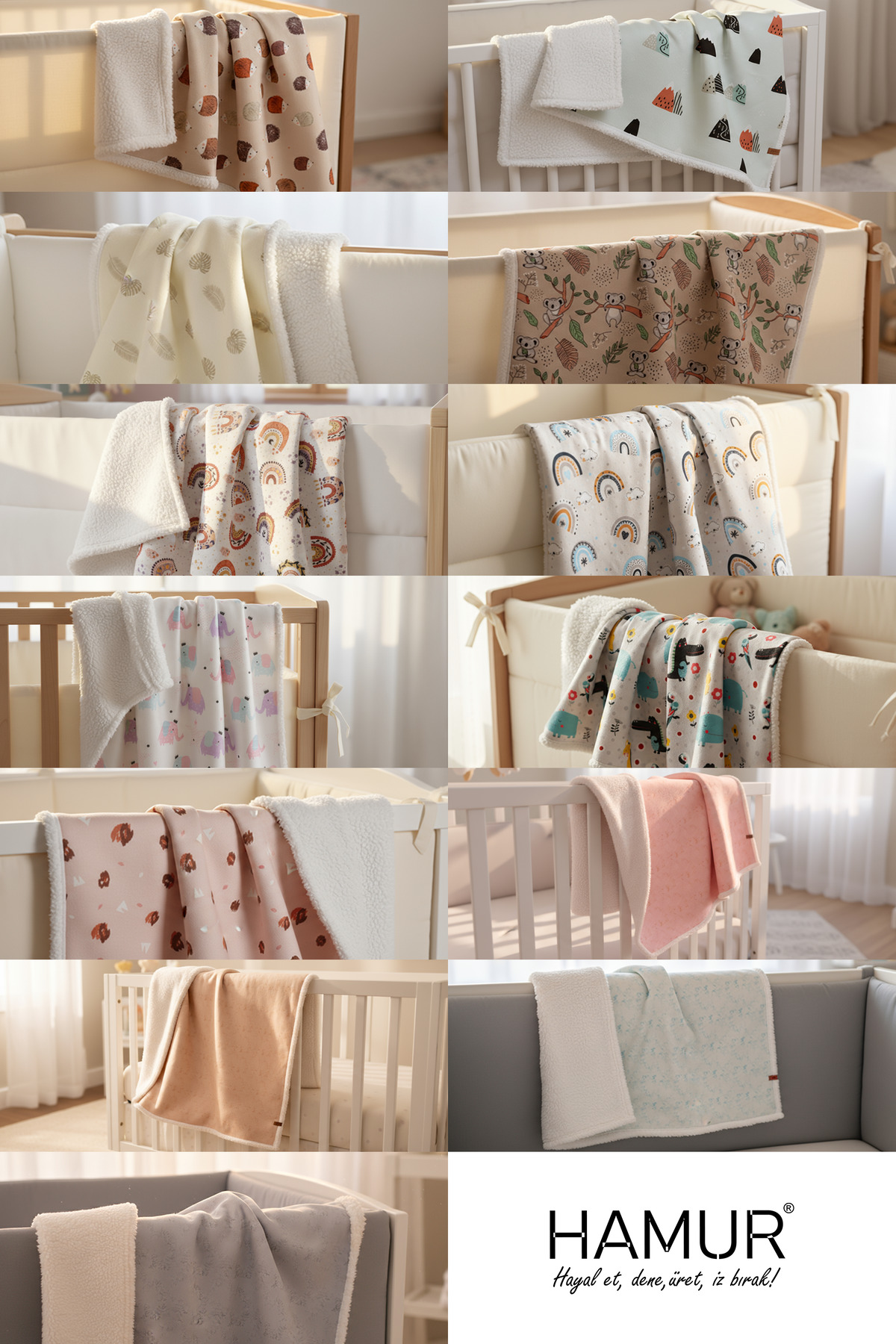 HAMUR Fluffy Bebek Battaniyesi 80x100 Solid Gri Kundak Puset Çift Taraflı Koyun Tüyü Battaniye 100x80 fotoğrafı 7 (önizleme)