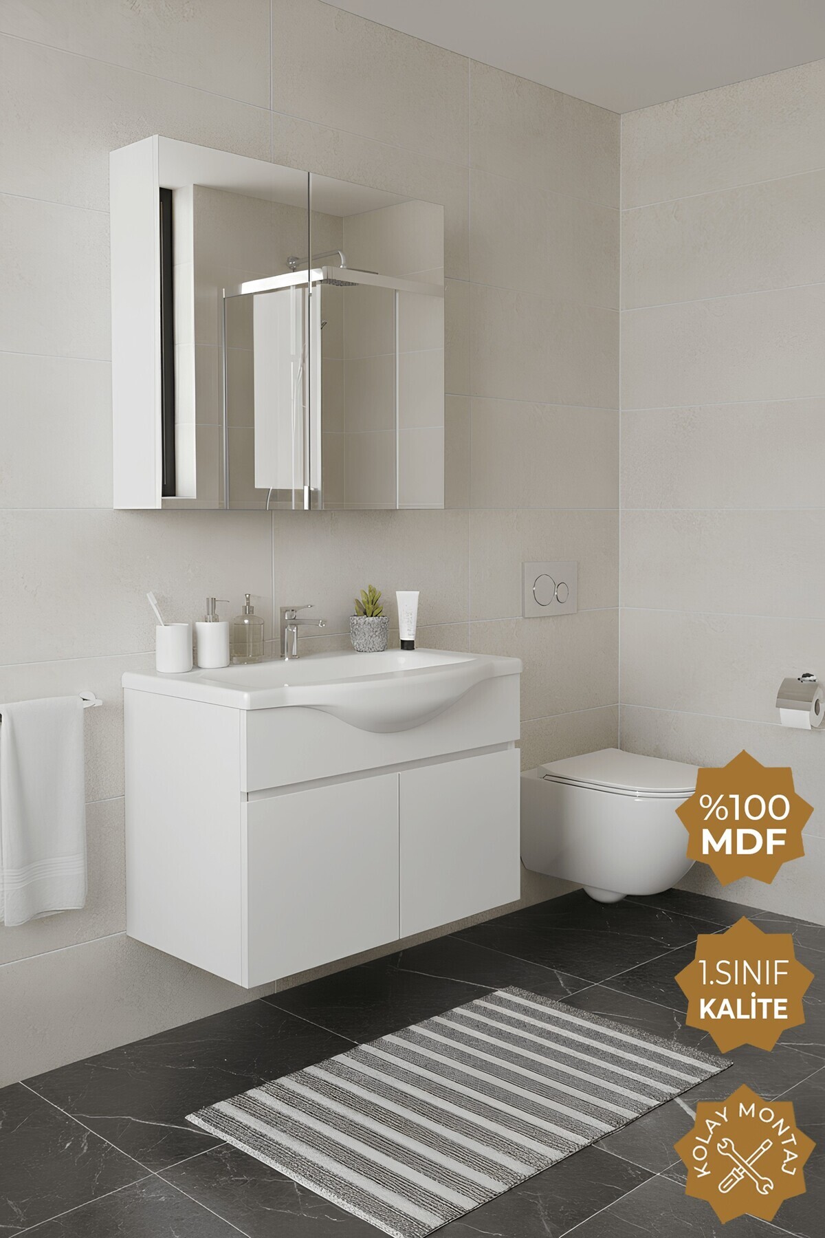 TETA HOME Kahire 65 cm MDF Banyo Dolabı Seti - Fiyatı, Yorumları TETA HOME Kahire 65 cm MDF Banyo Dolabı Seti - Fiyatı, Yorumları