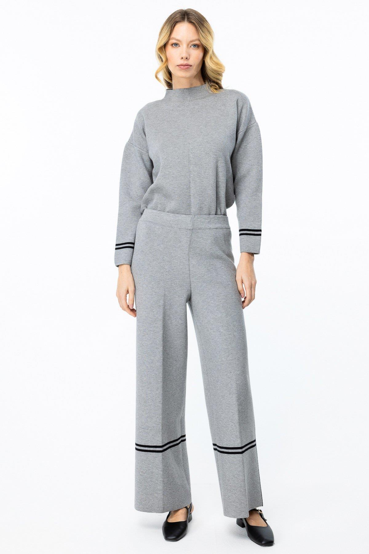 KATREGİYİM On Fashion On Çizgi Detaylı Triko Pantolon