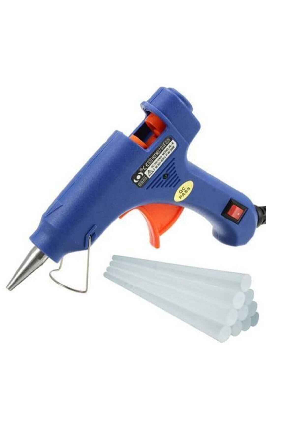 HOBİ 20watt Sıcak Silikon Tabancası 5 Adet Ince Çubuk Slikon Eritme Tabanca Şeffaf Mum Yapıştırıcı