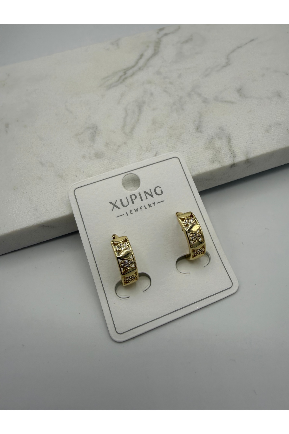 XUPİNG MARKA 14K GOLD KARARMAZ TAŞLI KÜPE