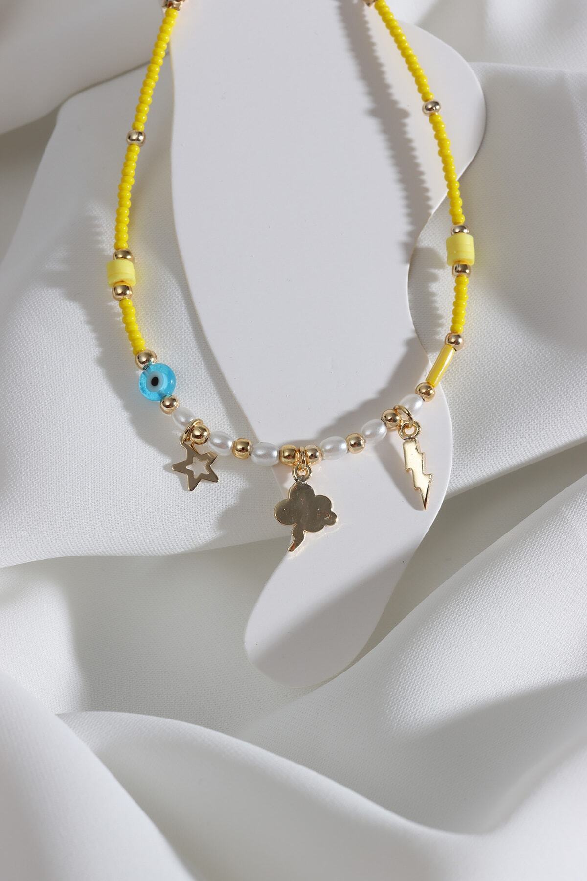 LA PERRY ACCESSORIES Boncuklu Inci Detay Gökyüzü Halhal