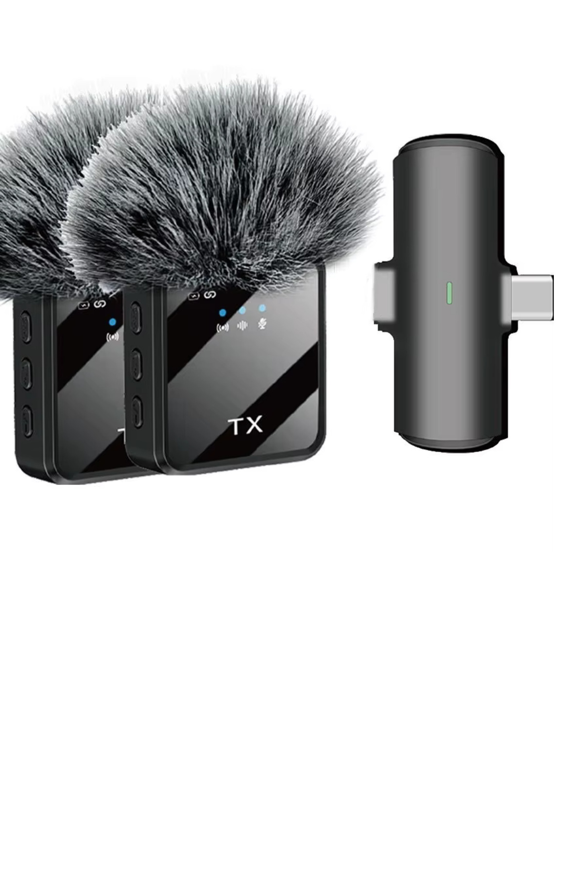 TeknolojiSA F-15 İkili Kablosuz Yaka Mikrofonu Type C Android iPhone Uyumlu Canlı Yayın Ses Video Mikrofonu