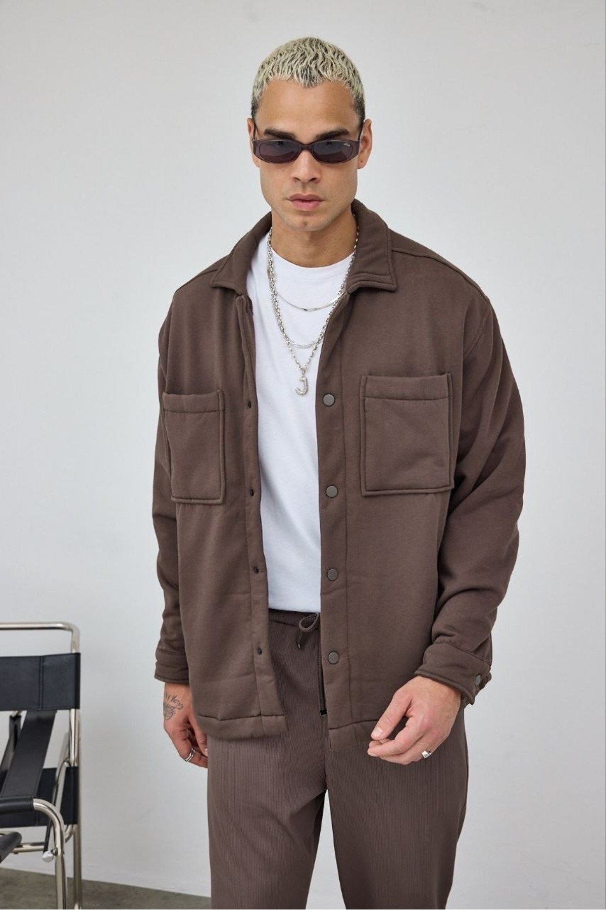 MADZEYMODA  Premium Erkek İçi Polarlı Çıtçıtlı Kahve Ceket LS-89921 - Görsel 6