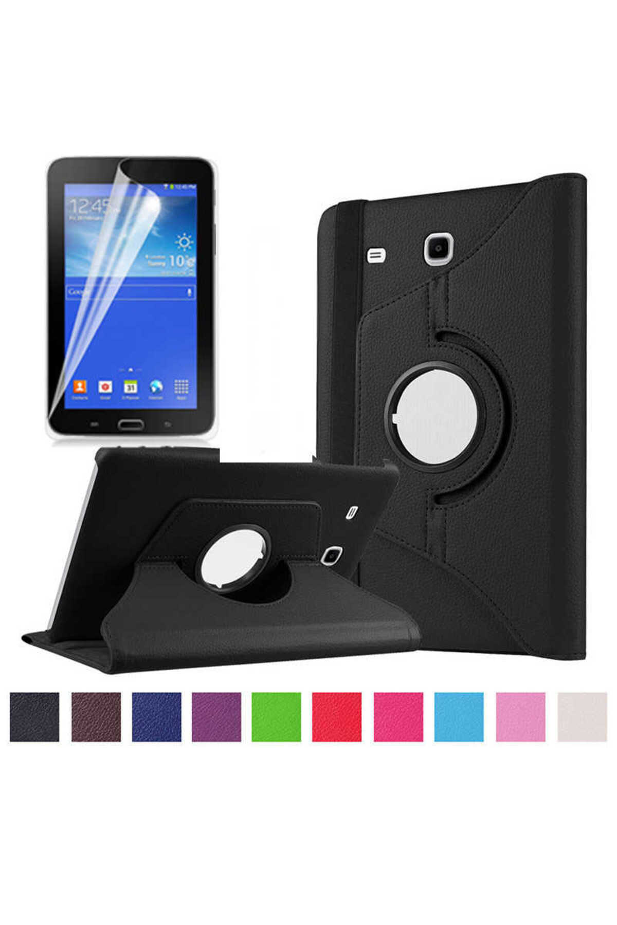 Galaxy Tab 3 Lite 7.0 T110 Uyumlu NXXA Dönebilen Standlı Kılıf-Siyah