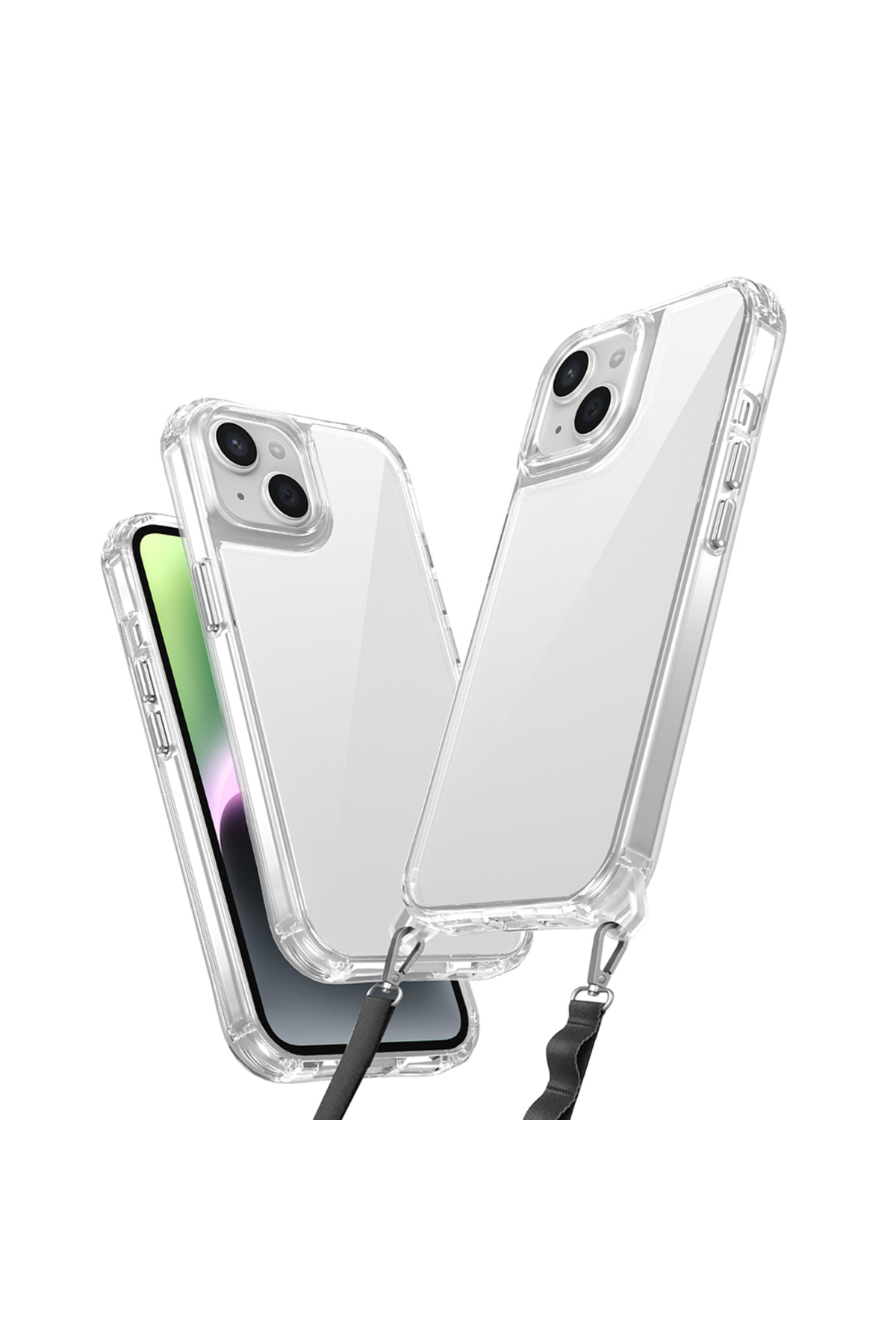 iPhone 13 Kılıf Airbagli Takılabilir Askı Aparatlı NXXA Snap Silikon Kapak - Şeffaf