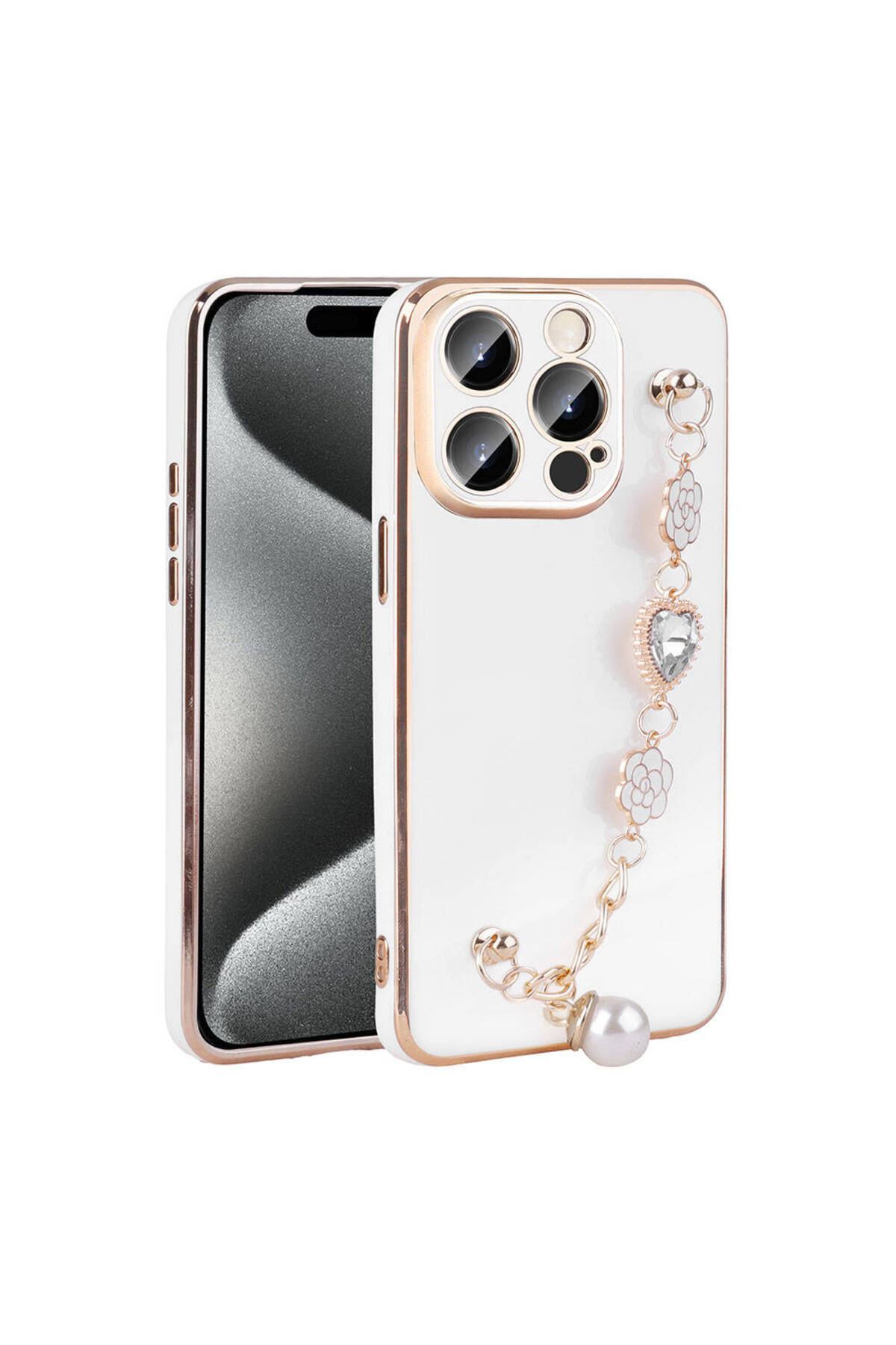 iPhone 15 Pro Max NXXA El Tutamaçlı Kamera Korumalı NXXA Taka Silikon Kılıf-Beyaz