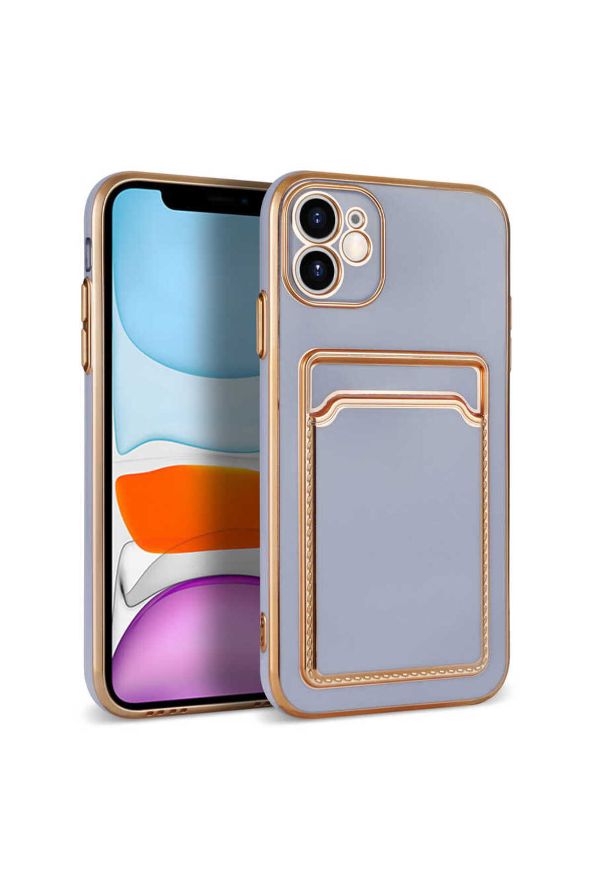 iPhone 12 Uyumlu NXXA Bark Kartlıklı Kılıf-Lila