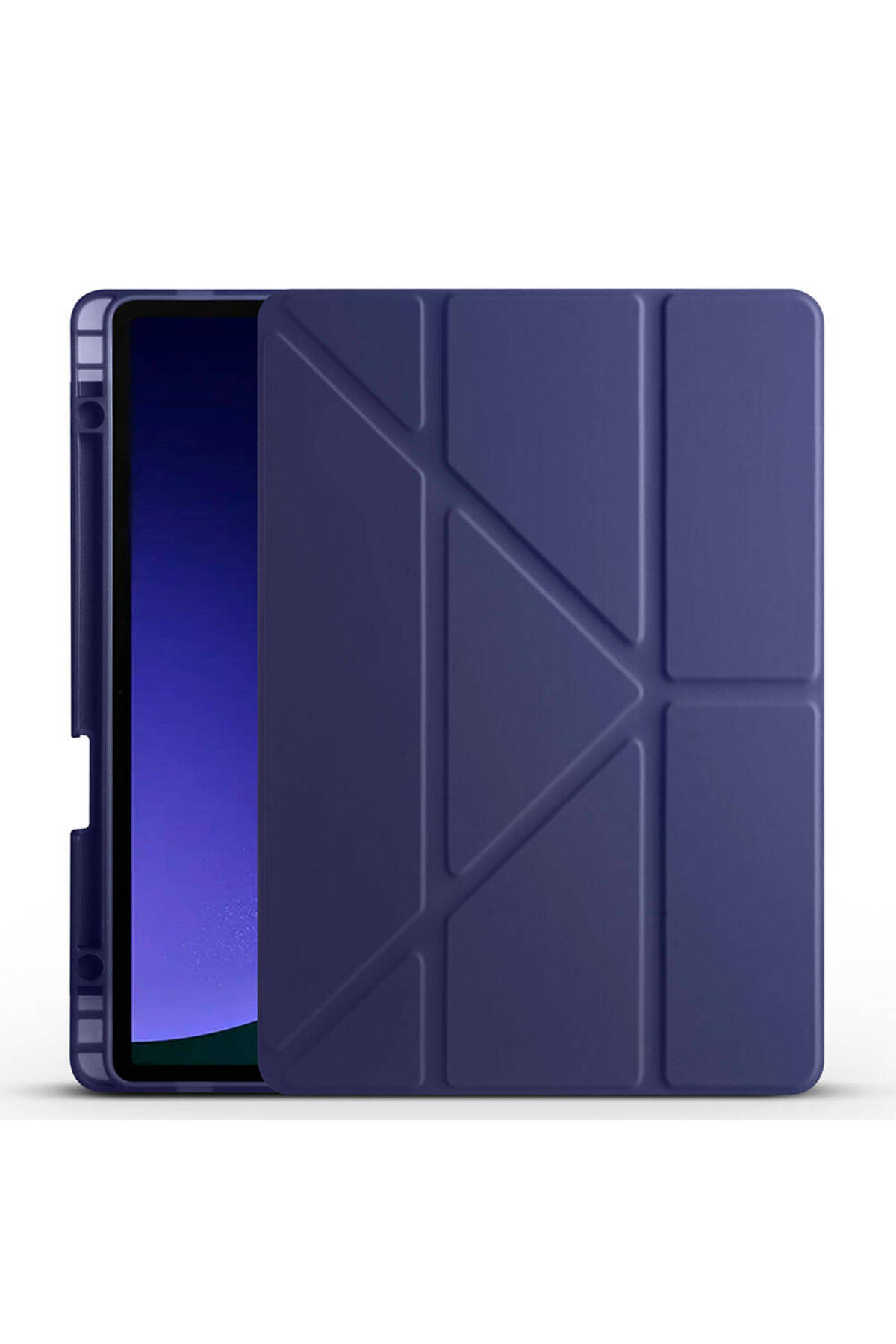 Galaxy Tab S9 FE Kılıf Uyumlu NXXA Tri Folding Kalem Bölmeli Standlı Kılıf-Lacivert