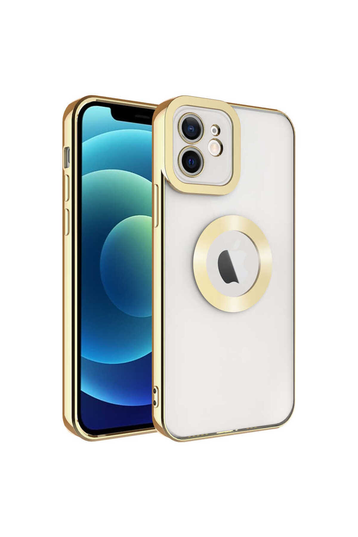iPhone 11 Uyumlu Kamera Korumalı Logo Gösteren NXXA Omega Kılıf-Gold
