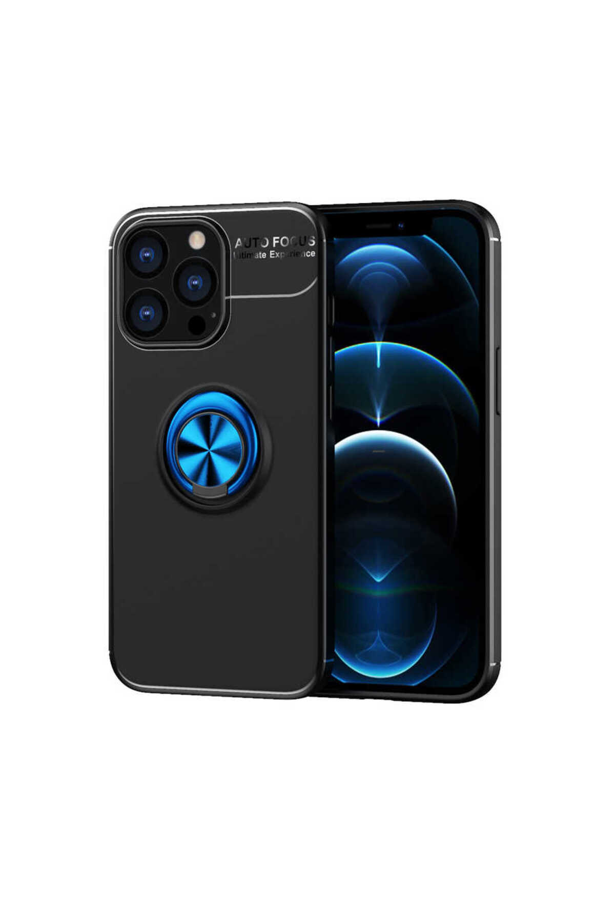 iPhone 14 Pro Max Uyumlu NXXA Ravel Silikon Kılıf-Siyah-Mavi