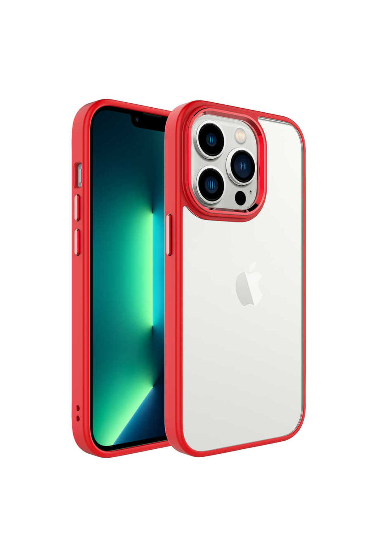 iPhone 14 Pro Uyumlu NXXA Krom Kılıf-Kırmızı