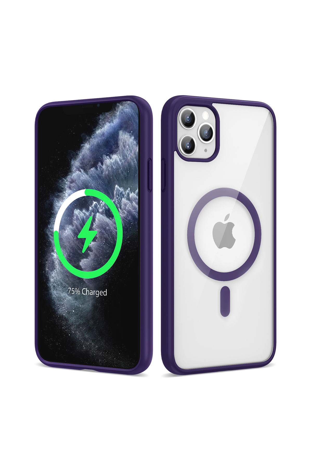iPhone 11 Pro Max Uyumlu Magsafe Wireless Şarj Özellikli Silikon NXXA Ege Kılıf-Derin Mor