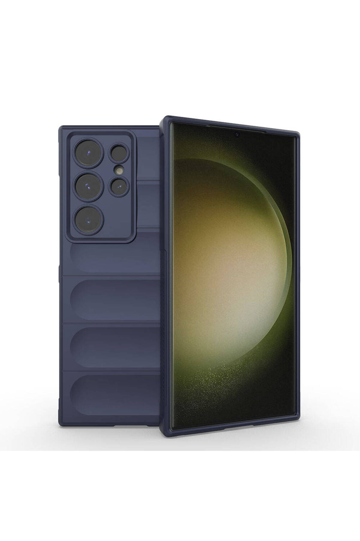 Galaxy S24 Ultra Kılıf Esnek TPU Oyuklu Arka Yüzey Tasarımlı NXXA Etnik Silikon Kapak - Lacivert