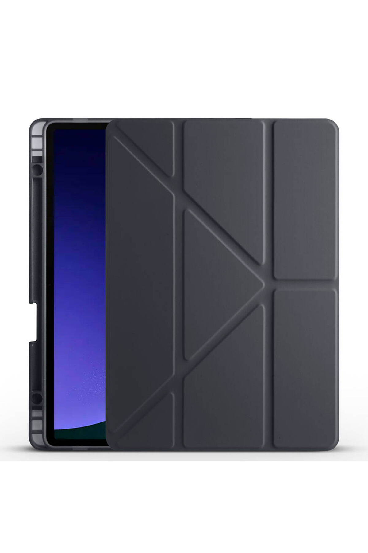 Galaxy Tab S9 FE Kılıf Uyumlu NXXA Tri Folding Kalem Bölmeli Standlı Kılıf-Siyah
