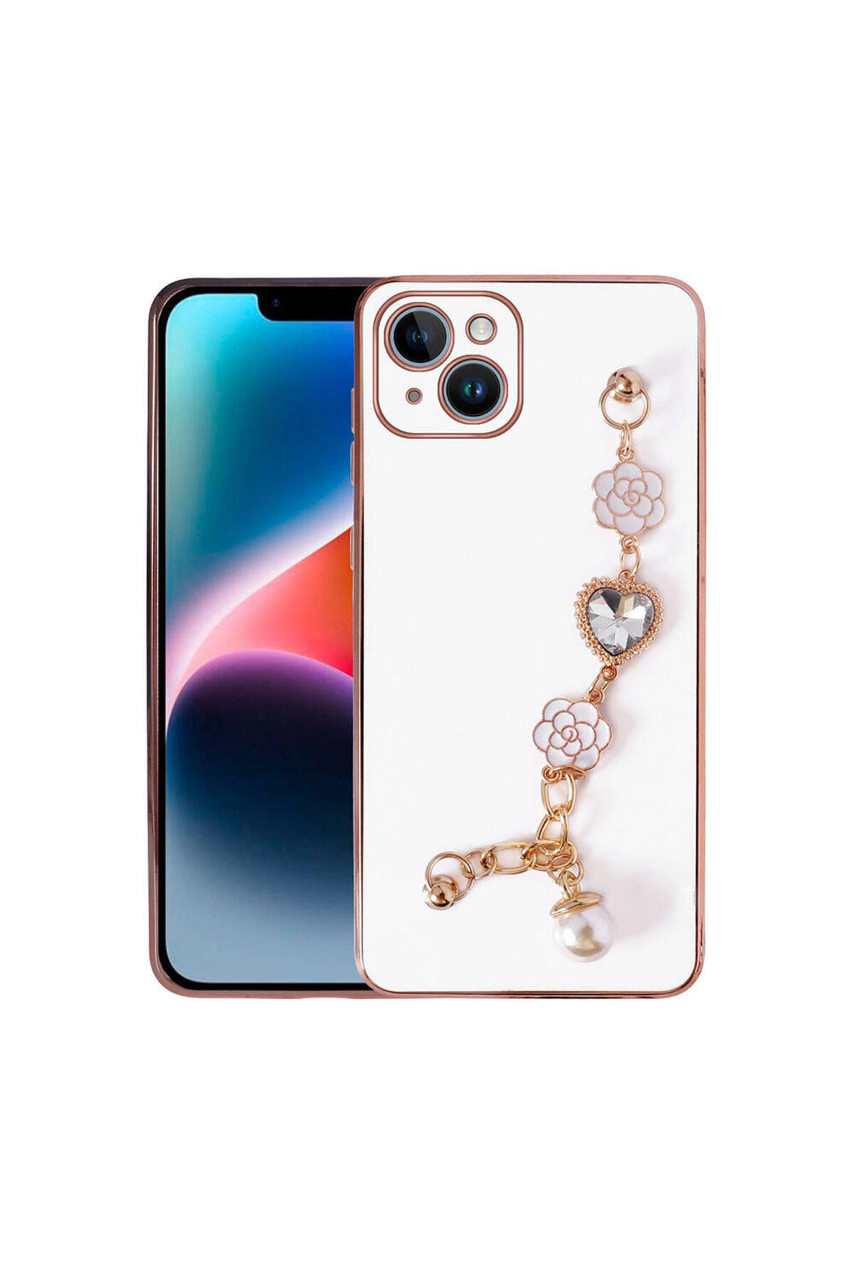 iPhone 15 NXXA El Tutamaçlı Kamera Korumalı NXXA Taka Silikon Kılıf-Beyaz