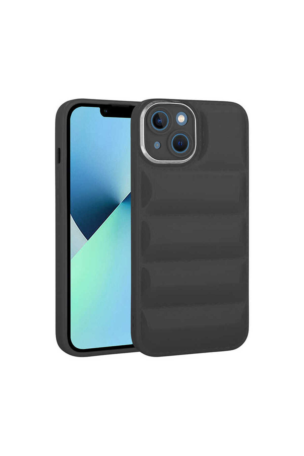 iPhone 14 Plus Uyumlu Kamera Korumalı Parlak AiHTTg'li NXXA Galya Kılıf-Siyah
