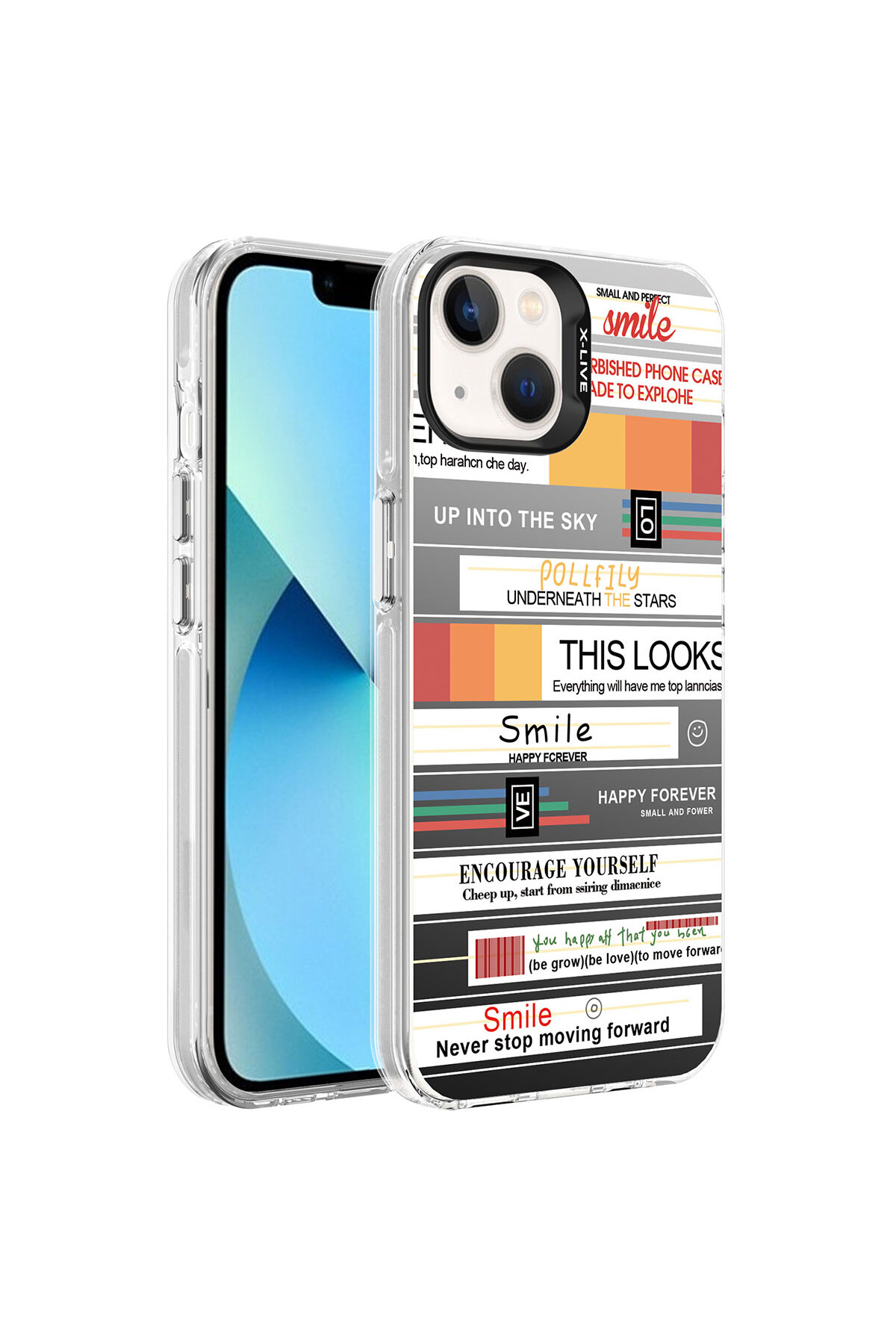 iPhone 13 Uyumlu Desenli JoieCreatif Silver Sert Kılıf-Mottolar