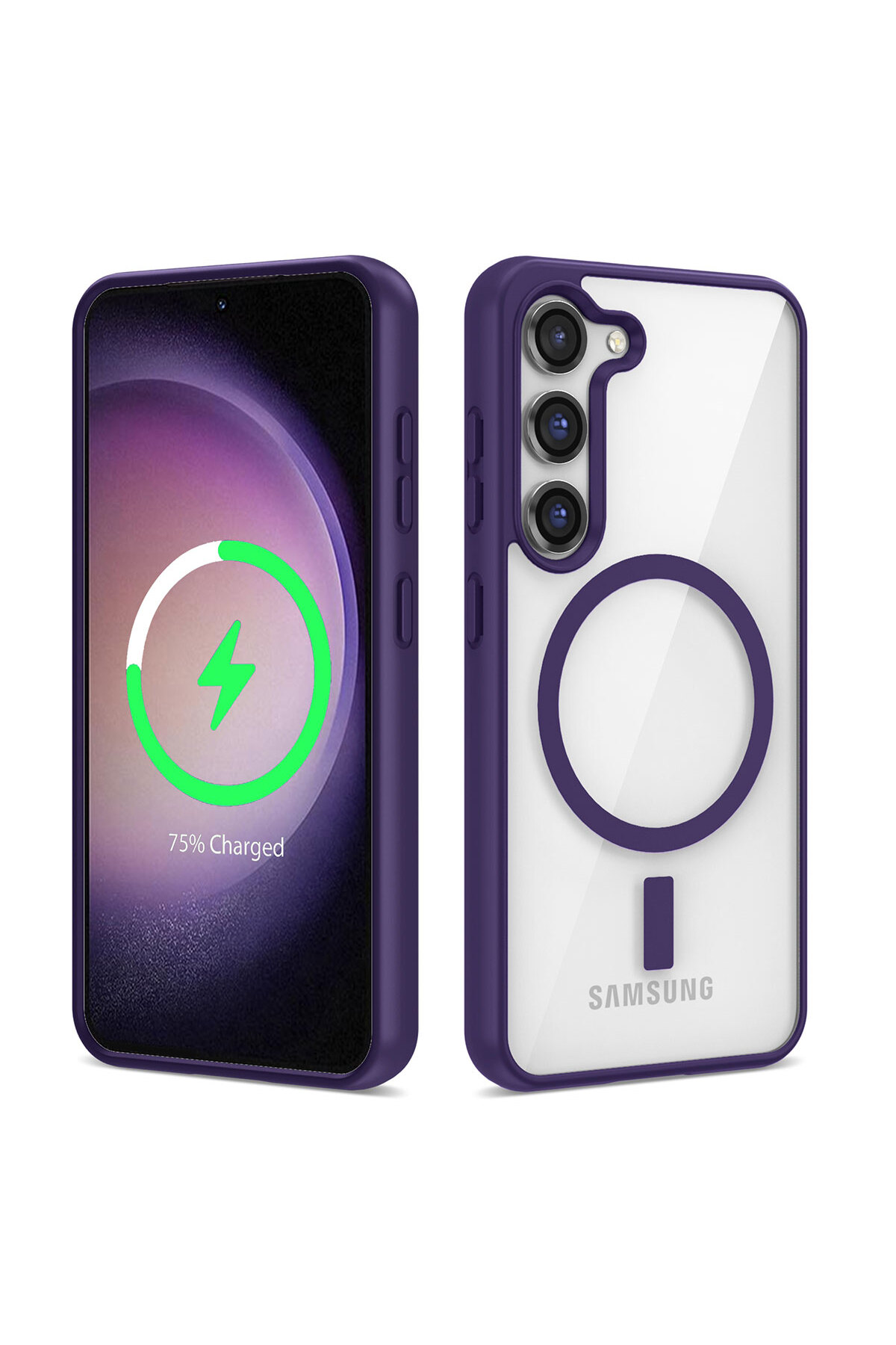 Galaxy S22 Plus Uyumlu Magsafe Wireless Şarj Özellikli Silikon JoieCreatif Ege Kılıf-Mor