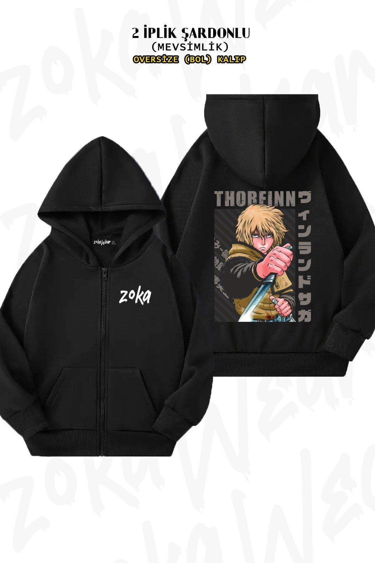 ZOKAWEAR Unisex Vinland Saga Thorfinn Karlsefni Baskılı Oversize