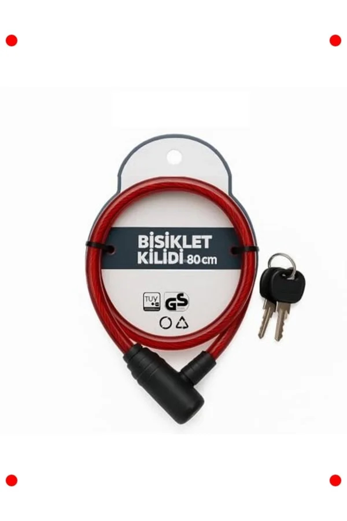 NETWORK ART Yedek Anahtarlı Çelik Halat Bisiklet Kilidi 80 CM