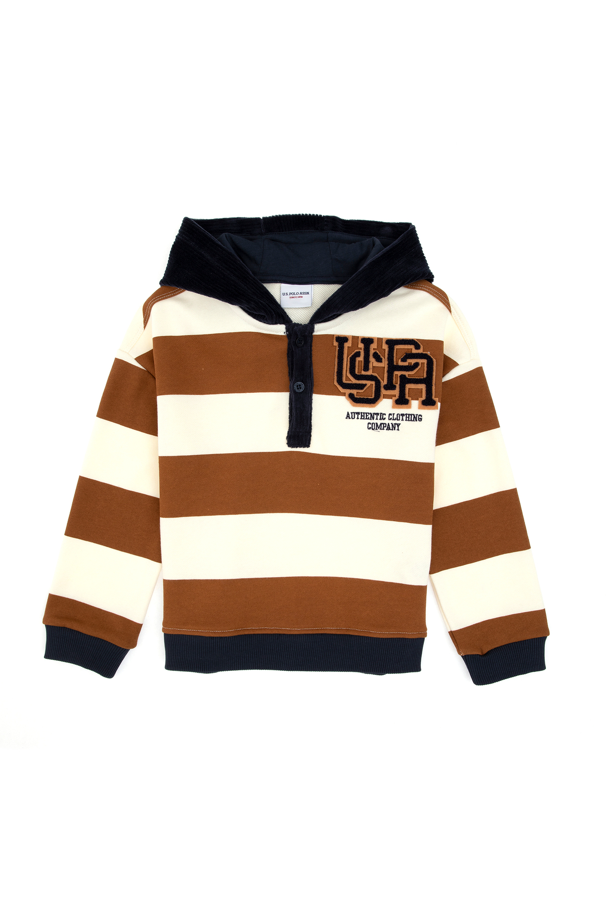 سویشرت کلاه دار طرح شتری پسرانه یو اس پولو کد :(50308539-VR233) U.S. Polo Assn.