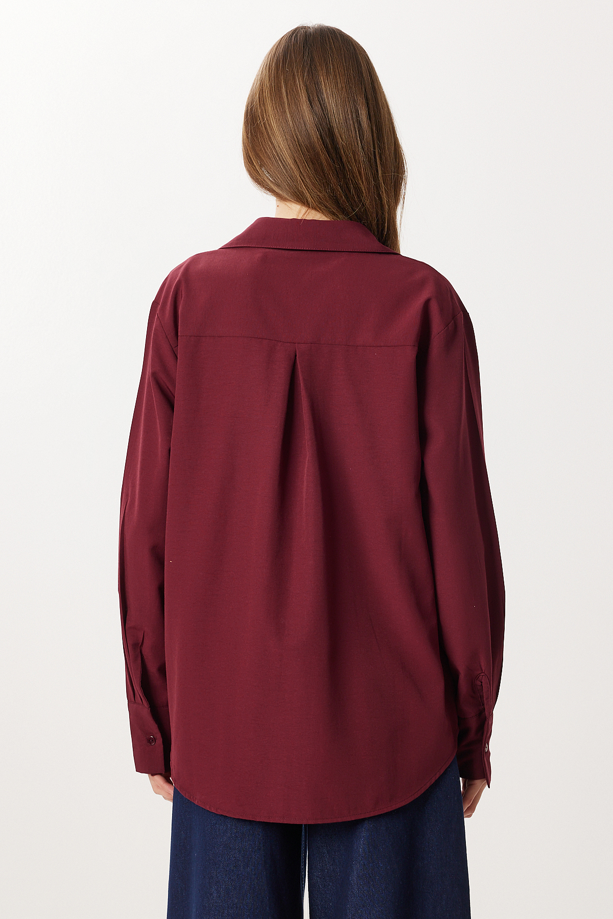 Lovelyİstanbul  Basic Dokuma Gömlek LUB0299 BORDO - Görsel 6