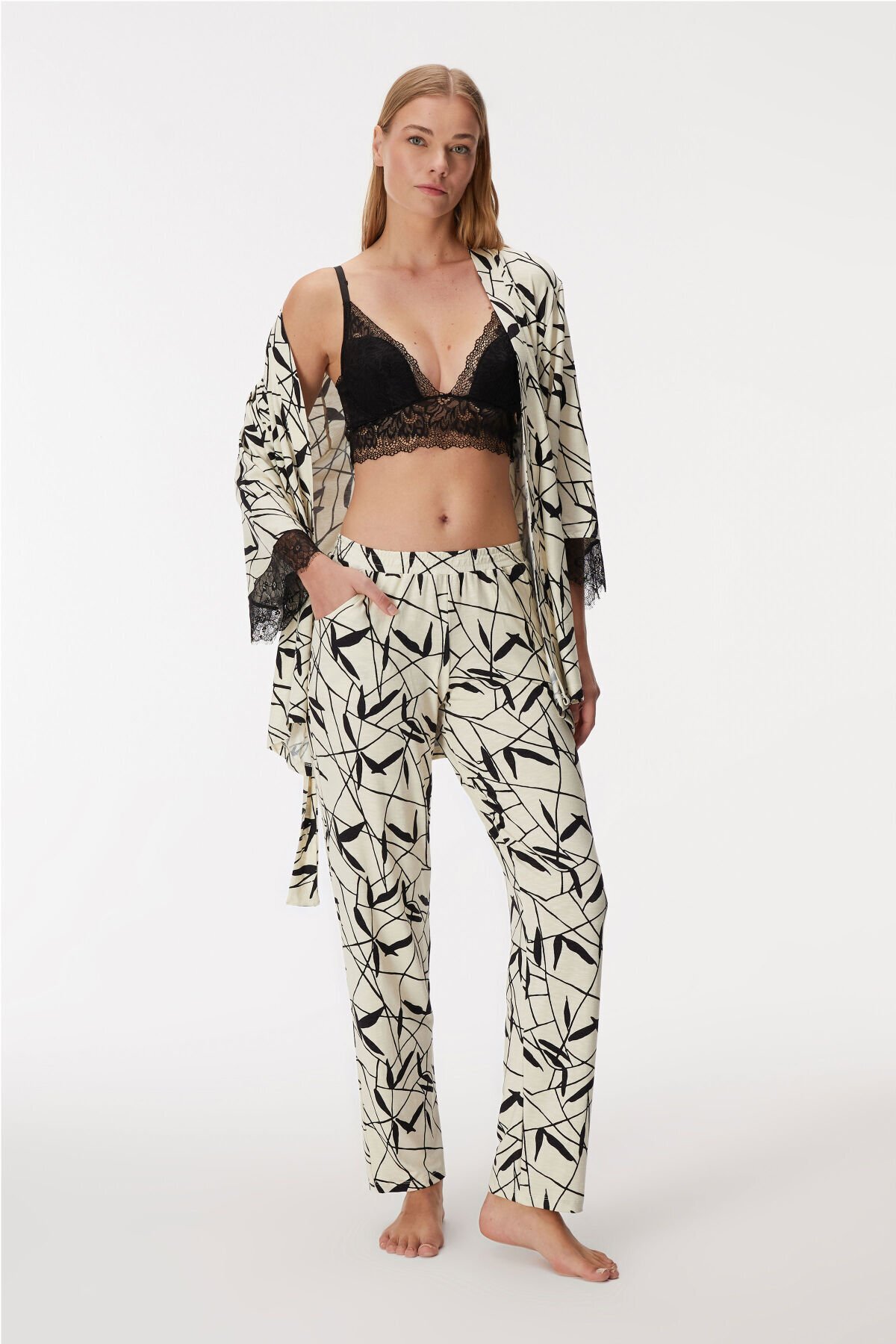 Anıl Kadın Sabahlık ,bralet Ve Pantolon Takımı 11496