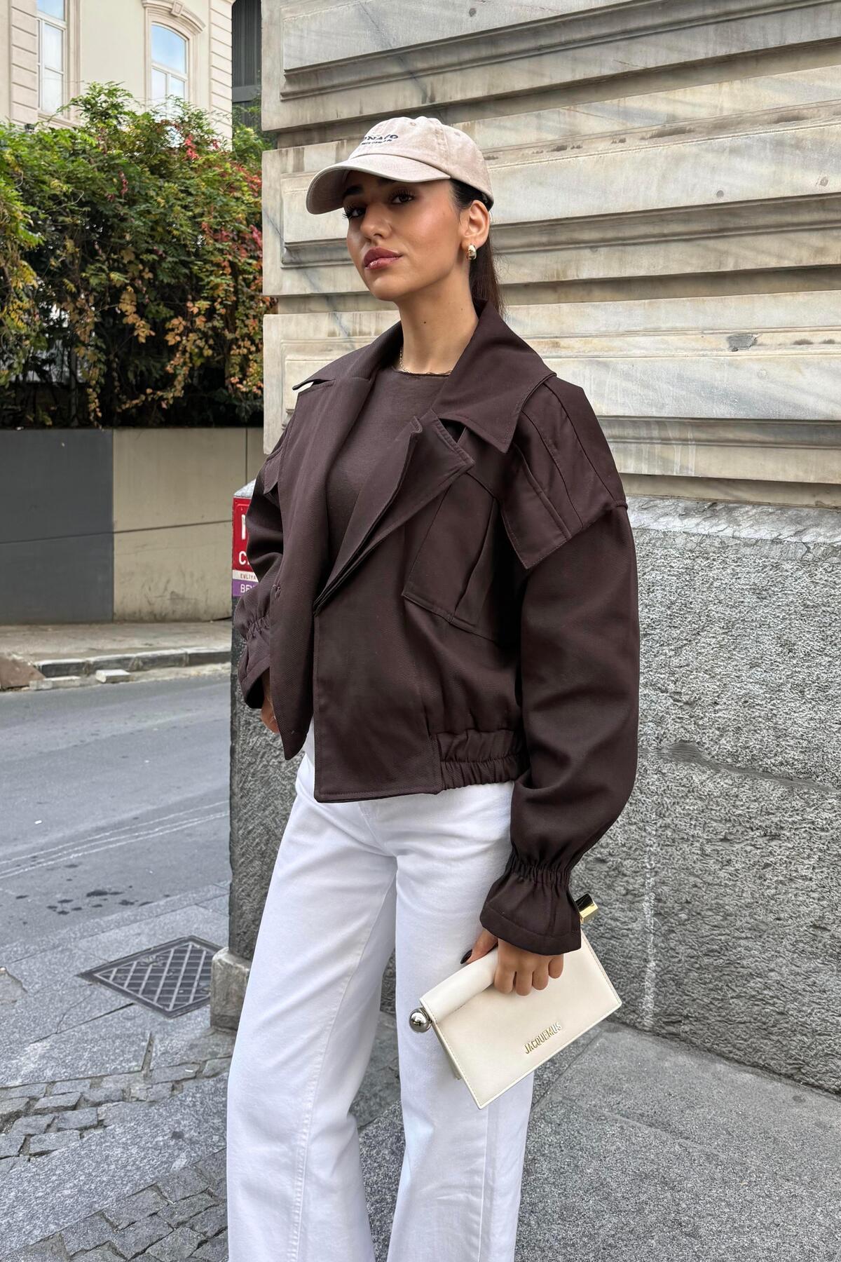 Nazliye  Acı Kahve Bomber Ceket - Görsel 2