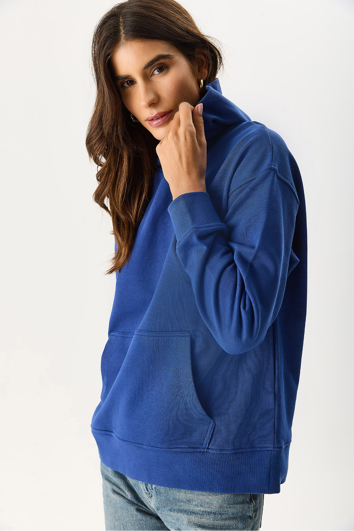 VENA  Kadın Kapüşonlu Basic Hoodie Sweatshirt %100 Pamuk - Navy - Görsel 6