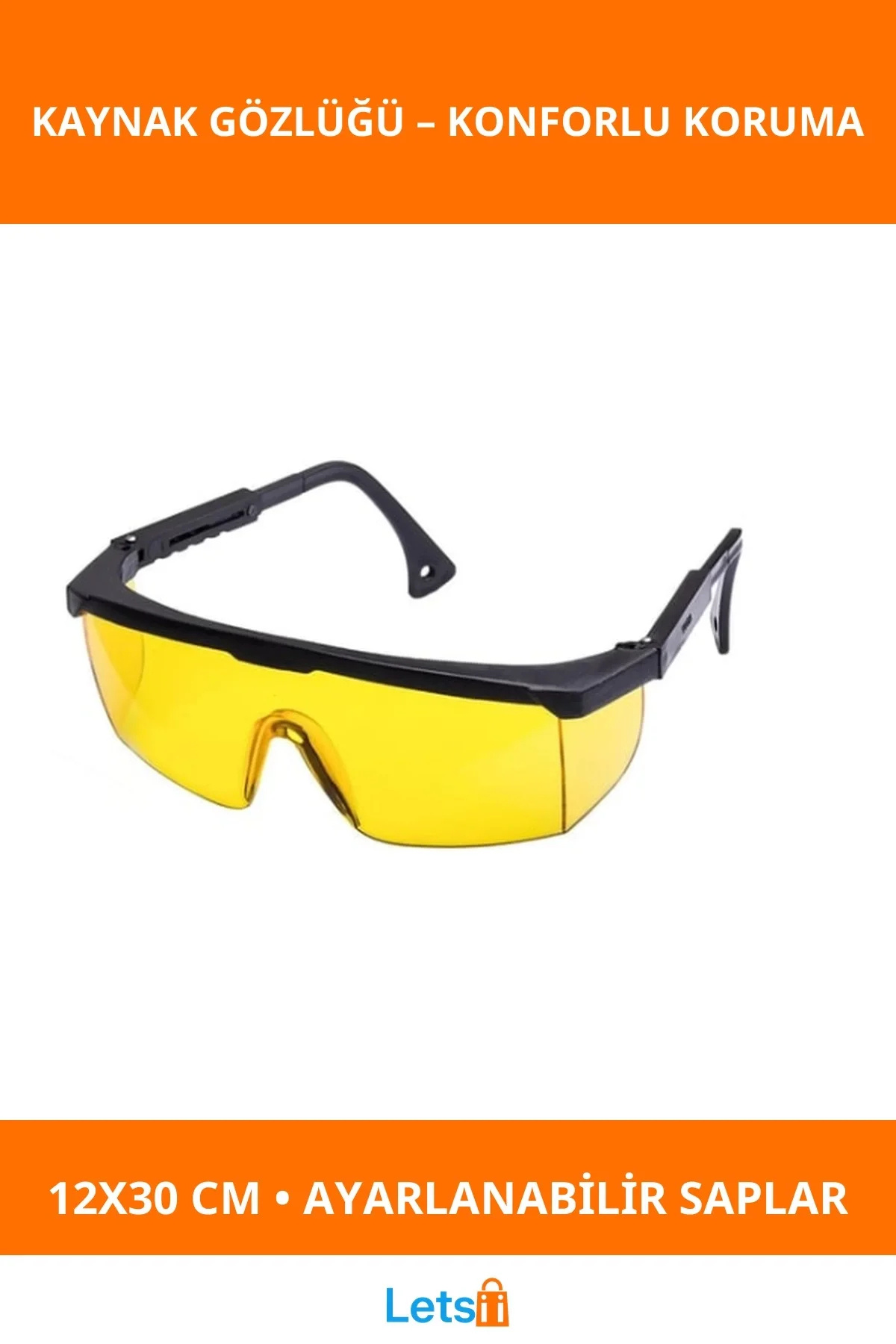 Letsii Sarı Ayarlı Çapak Kaynak Gözlüğü Geniş Görüş Açısı ile Güvenli Kullanım