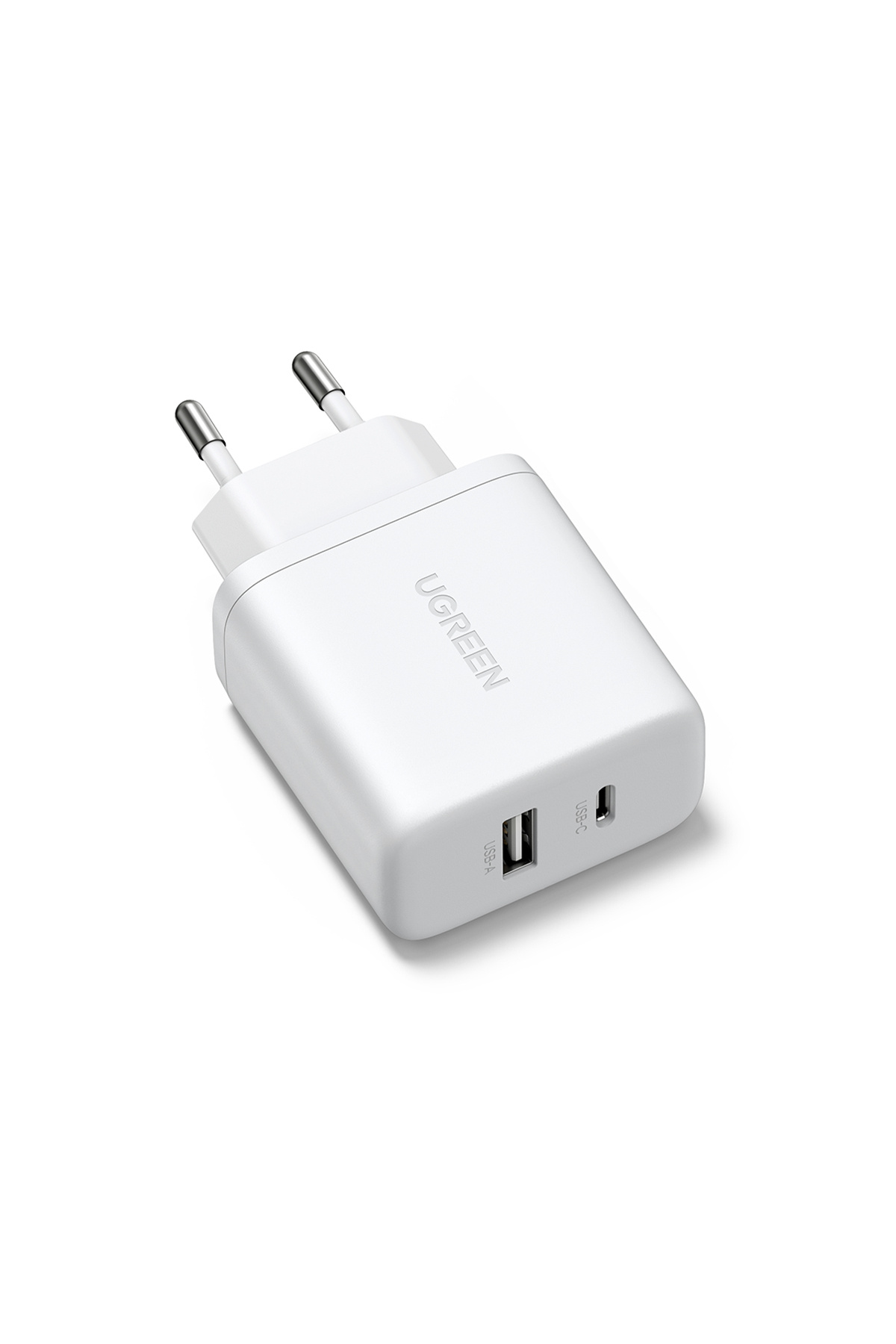 Ugreen 20W 2 Portlu Hızlı Şarj Cihazı, 1xUSB-A, 1xUSB-C, Beyaz