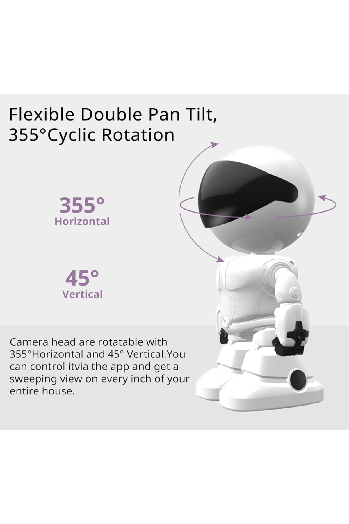 yollayenilensin Robot 1080P WiFi Akıllı Kamera – 360° Görüşlü, Hareket Takipli, Çift Yönlü Sesli Bebek & Evcil Kamer fotoğrafı 4 (önizleme)