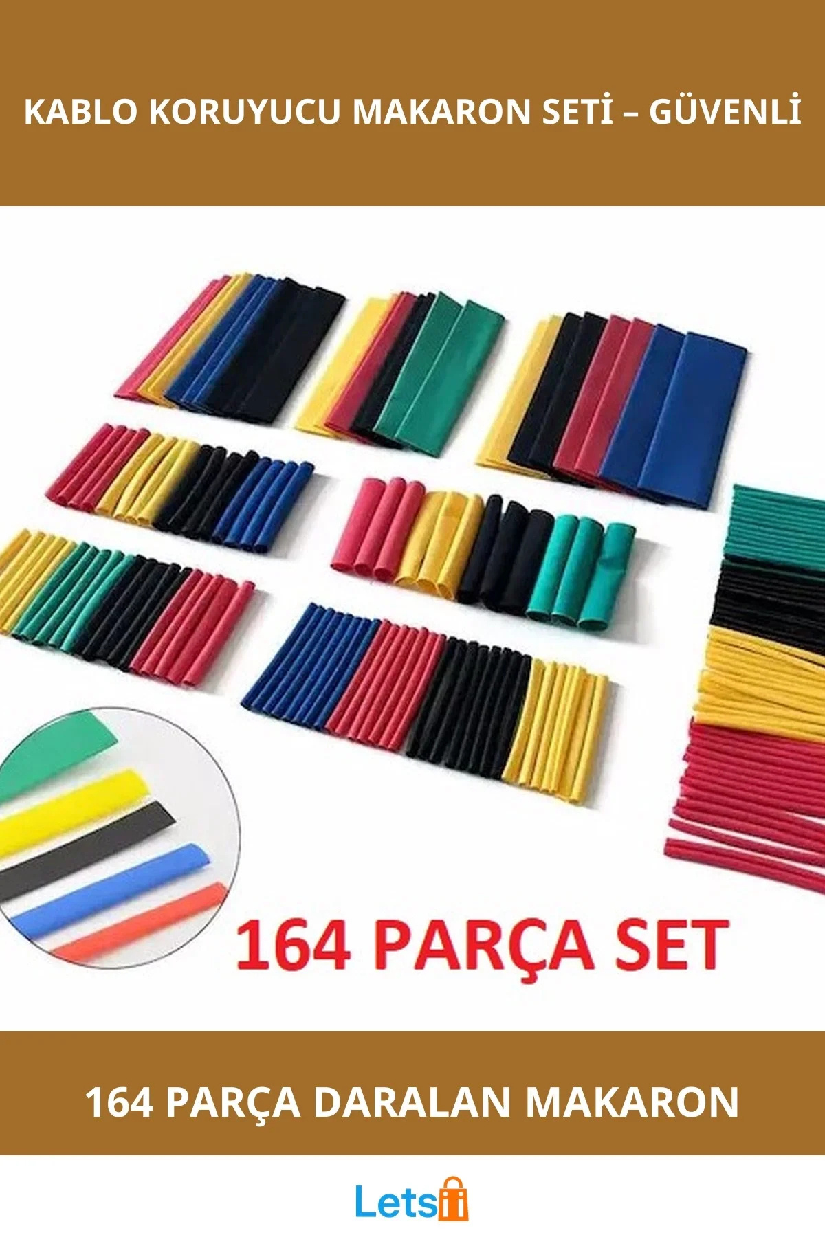 Letsii 164 Parça Isıyla Daralan Kablo Koruyucu Makaron Seti