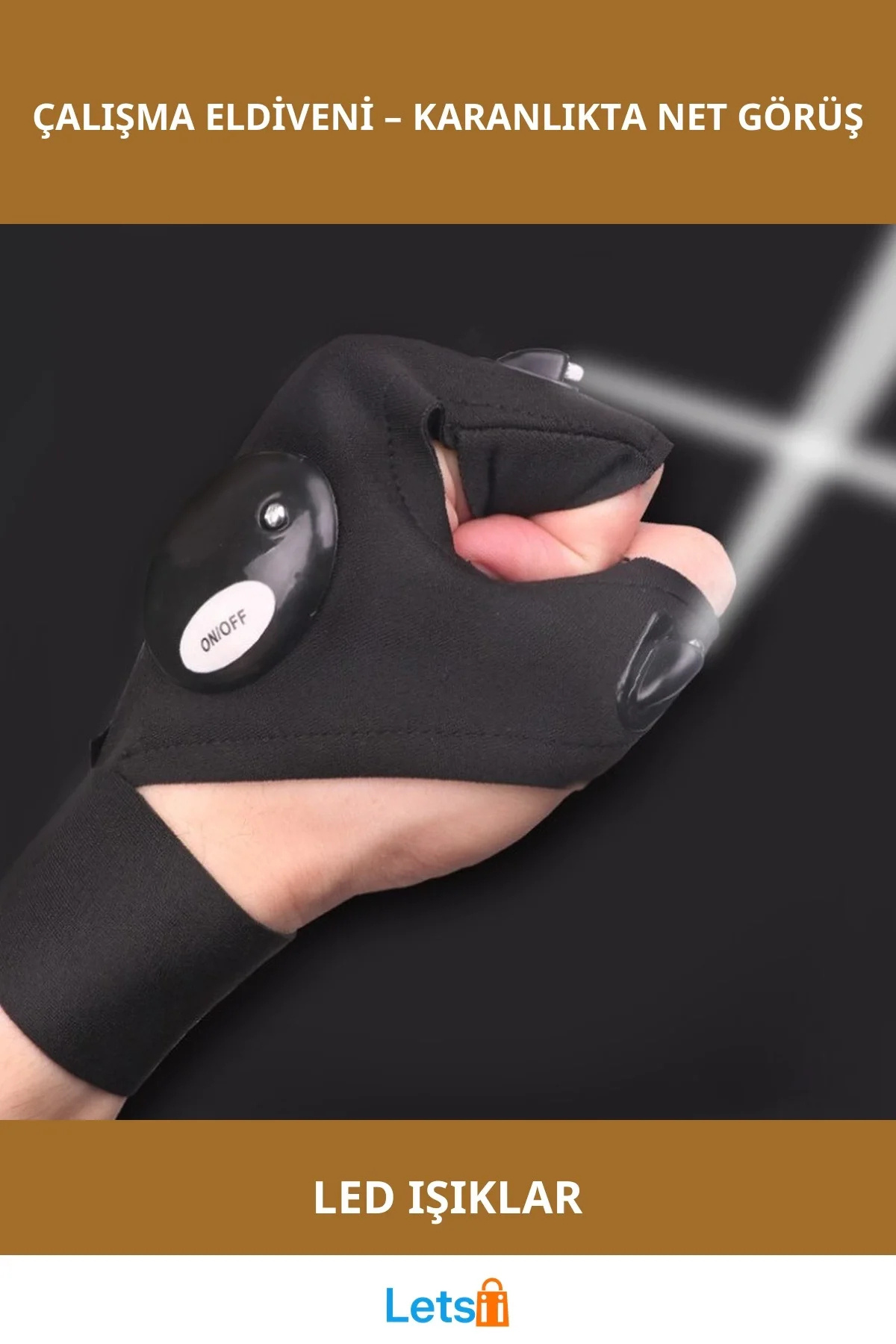 Letsii LED Işıklı Çalışma Eldiveni Sağ Sol Çift